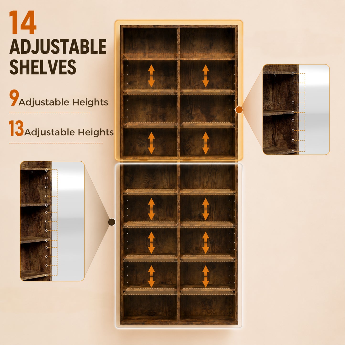 HOMCOM 640 CD Storage Tower - Rustic Brown