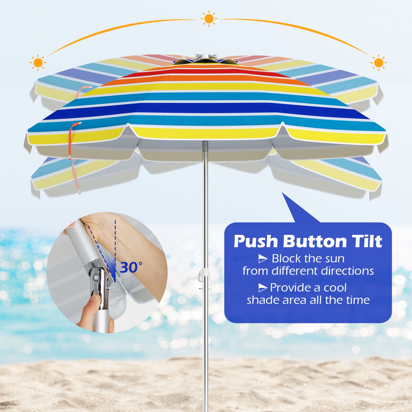 UPF50+ Sun Protection Portable Outdoor Sunshade Parasol-Colourful