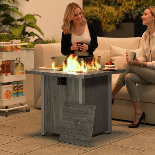 Outsunny 50,000 BTU Gas Fire Pit Table, with Cover - Dark Grey