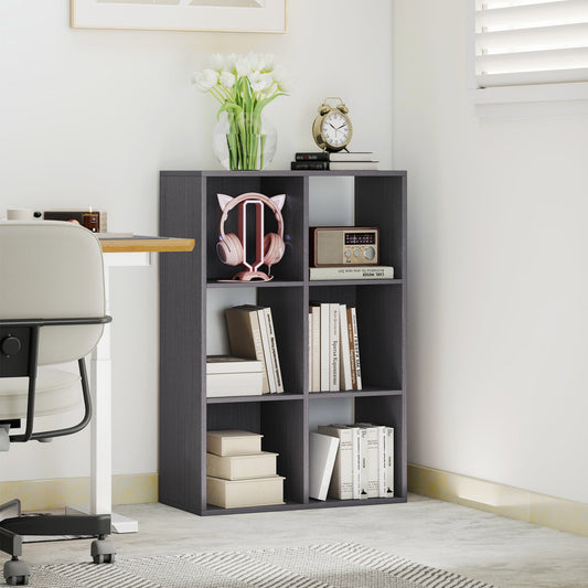 HOMCOM 6-Cube Bookshelf - Grey