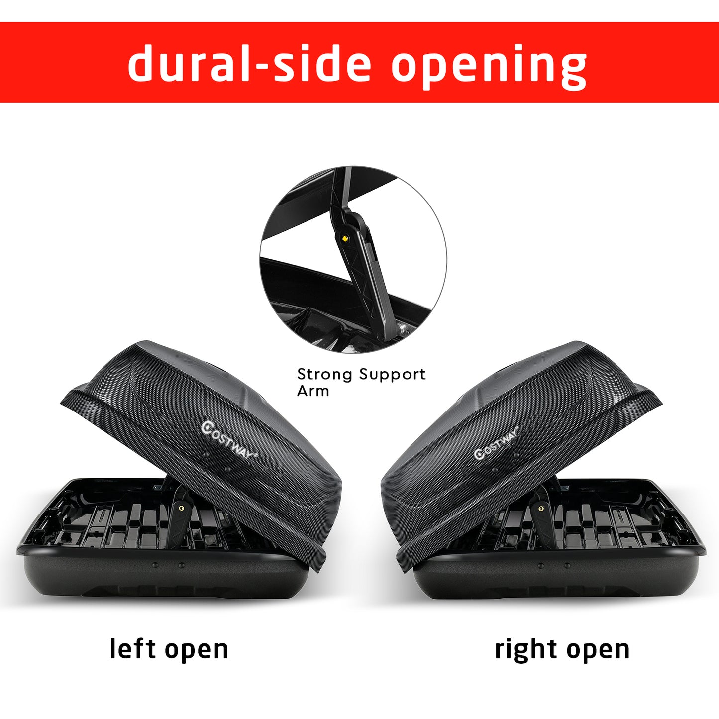 400L Car Rooftop Cargo Box with Security Keys and Dual Side Opening-Black