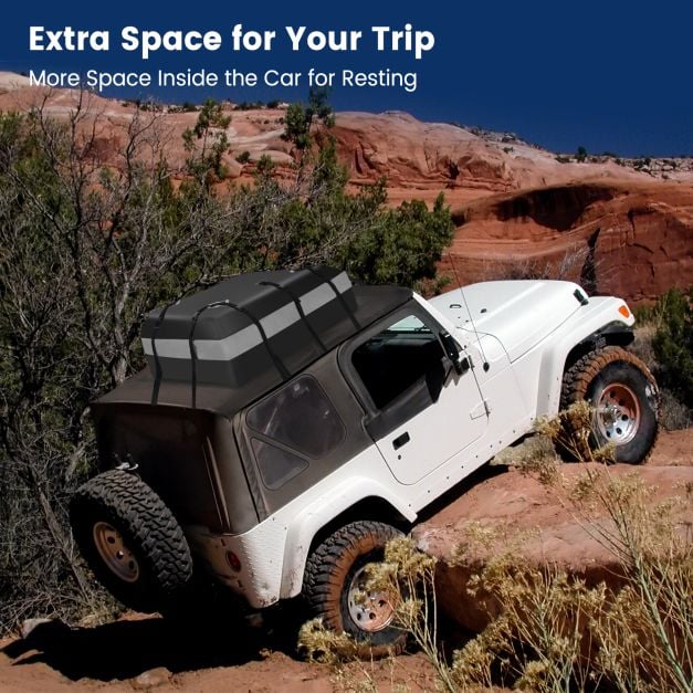 420 L roof box for car with combination lock & 6 door hooks & anti-slip mat waterproof roof box gray