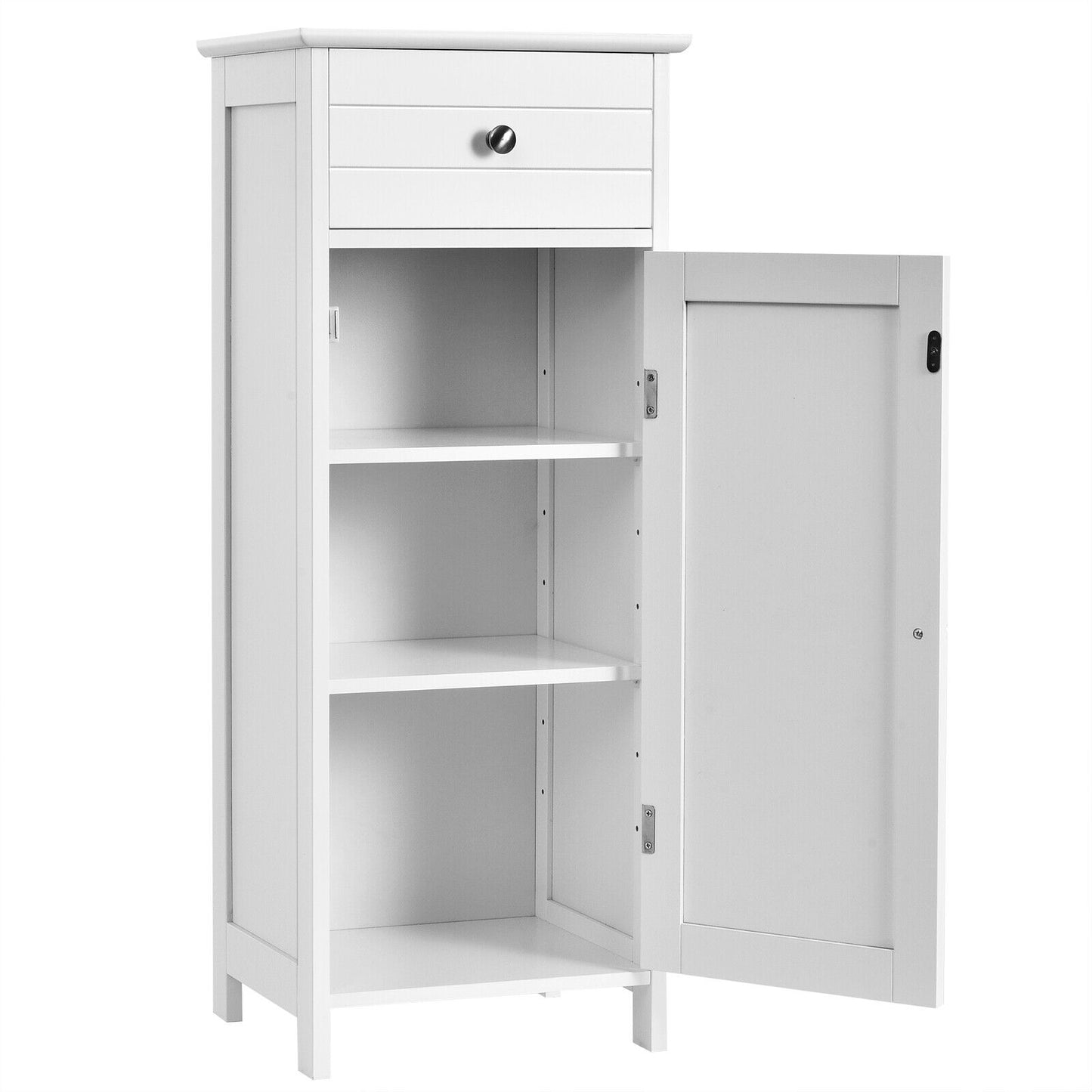 1-Door Freestanding Bathroom Storage Cabinet with Drawer and Adjustable Shelves-White