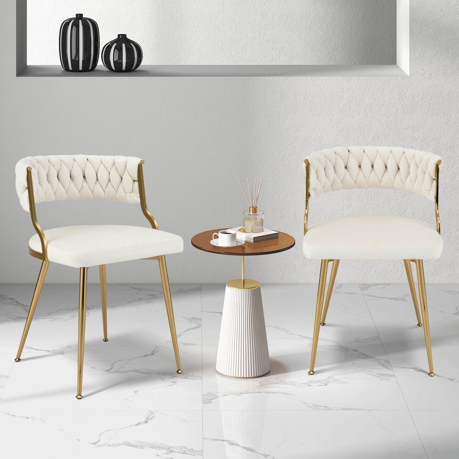 Velvet Dining Table White Velvet Chair With Gold Legs Set Of