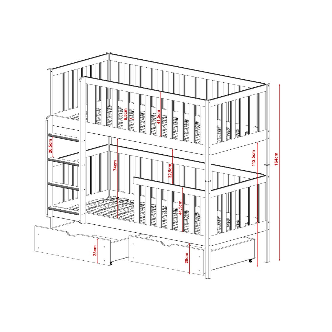 Wooden Bunk Bed Michalina With Storage