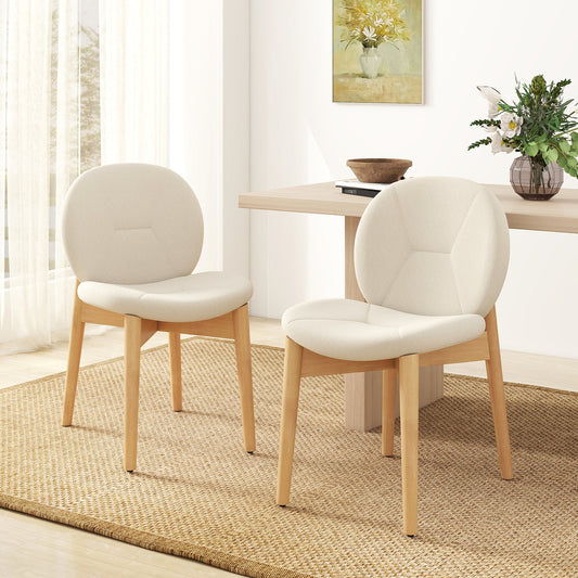 Wooden Dining Chairs Set of 4 Soft Boucle Upholstered Kitchen Chairs