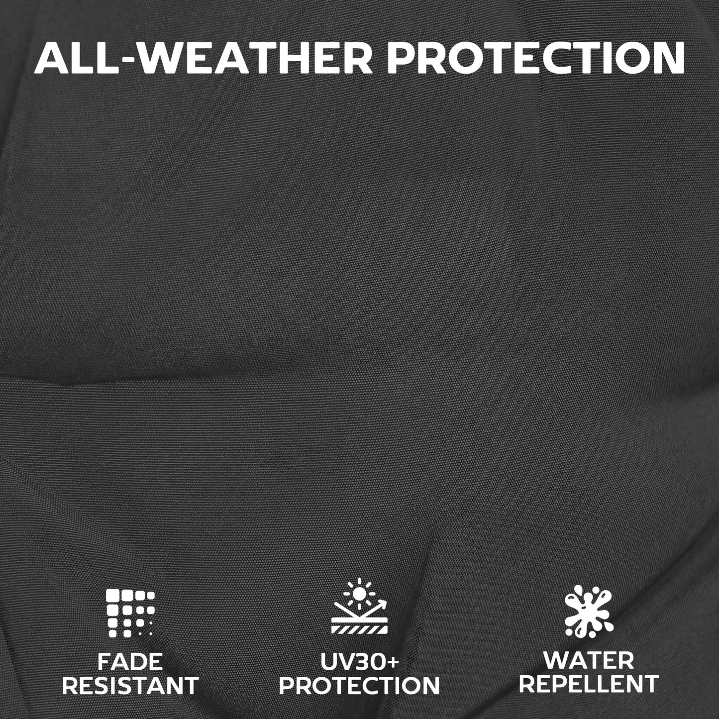 Outsunny Patio Chair Cushions Set of 4, Waterproof Non-Slip Lounge Chair Cushions, 112x53cm, Black