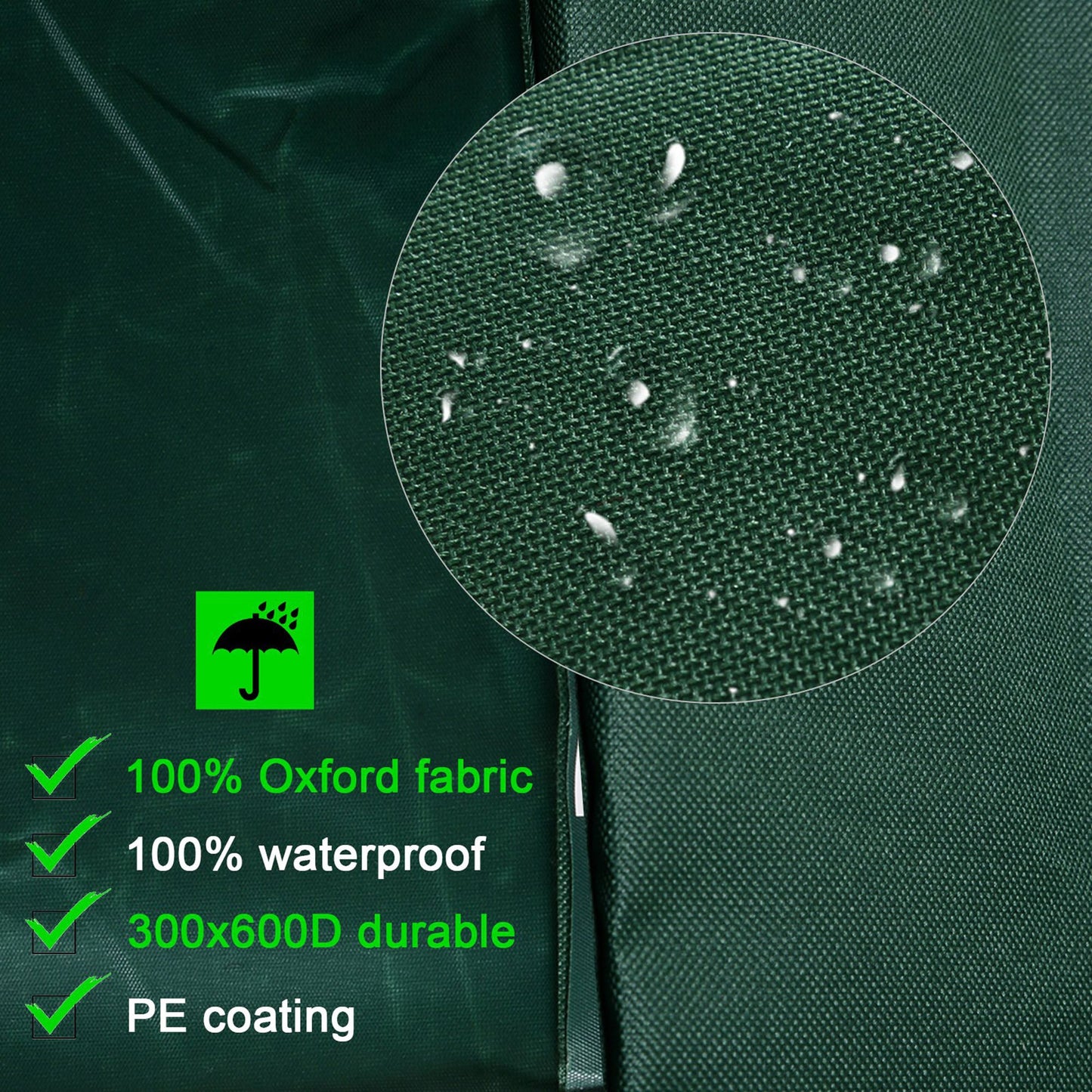 Outsunny Outdoor Garden Furniture Cover Waterproof, Anti-UV 600D Heavy Duty Oxford Fabric Patio Furniture Cover for Rectangular Sofa Table Set, Green, 210 x 140 x 80 cm