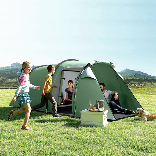 Outsunny Three-Man, Two-Room Tent - Green