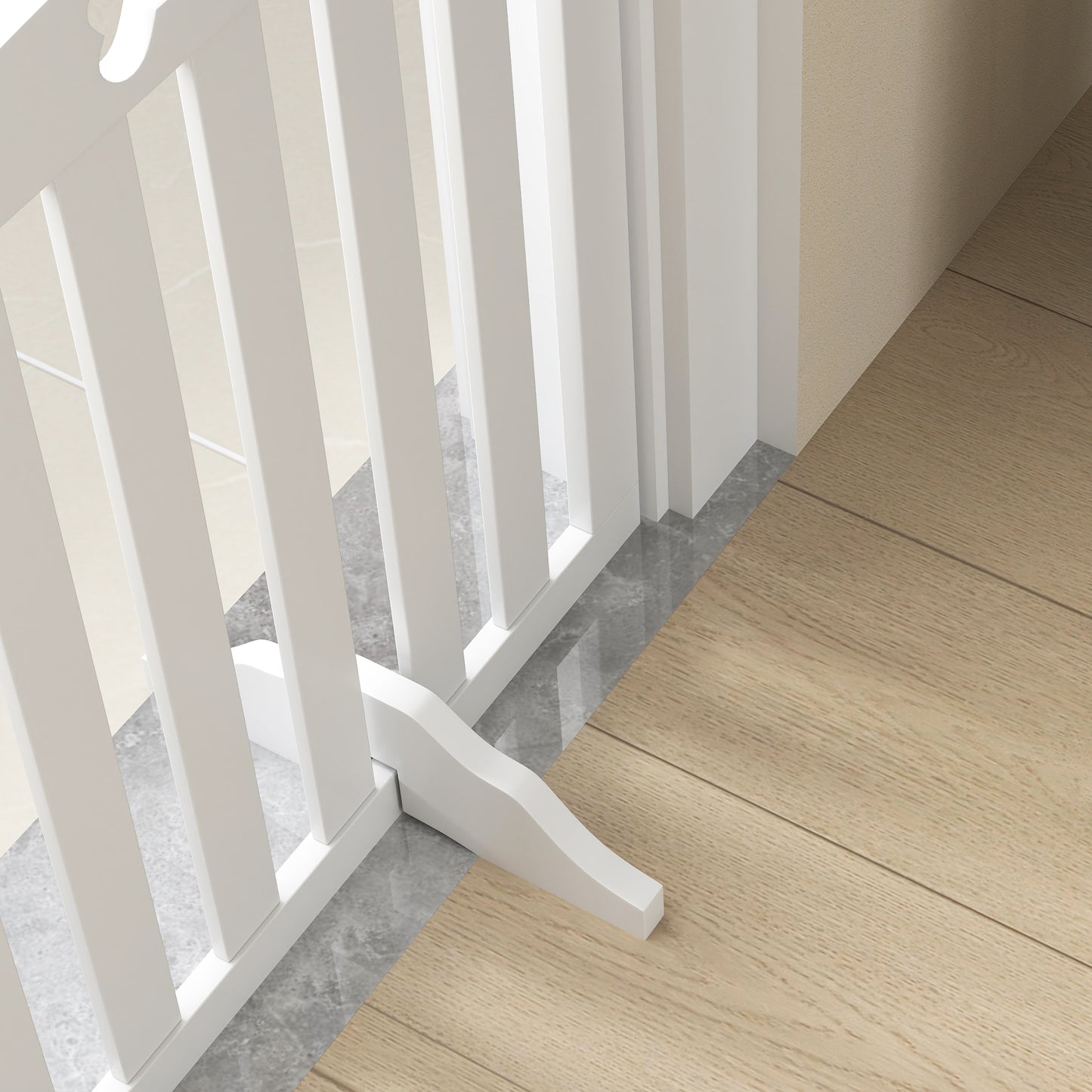 PawHut Dog safety gate folding dog gate support feet non-slip foot spikes 207.5 x 30 x 61 cm White