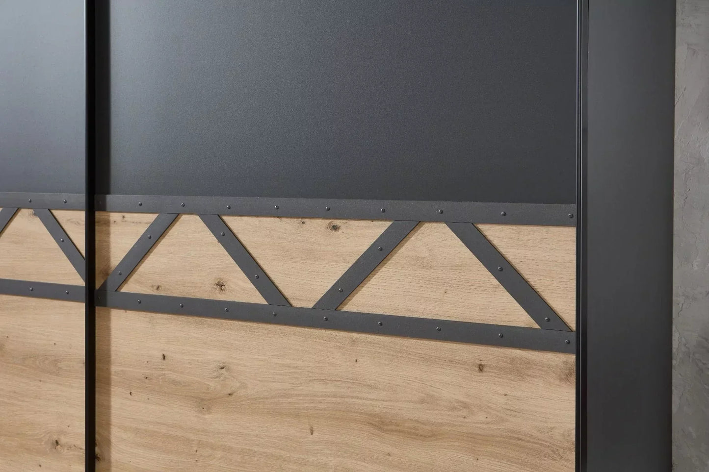 Sliding Wardrobe ANDORRA 2 Door Wardrobe Graphite and Oak 180cm