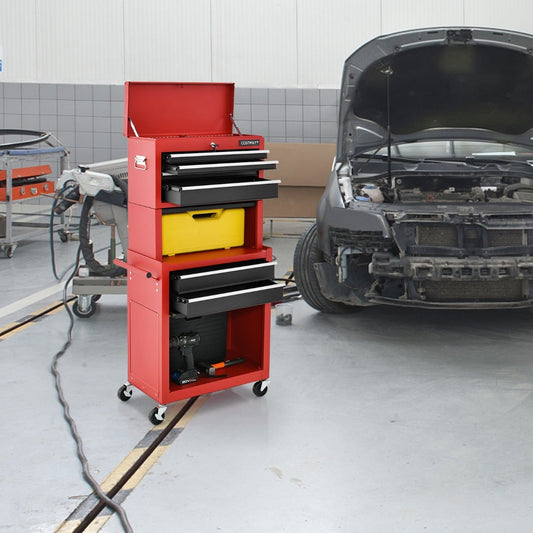 2-In-1 High Capacity Rolling Tool Chest with Handle & 4 Wheels for Garage-Multicolour