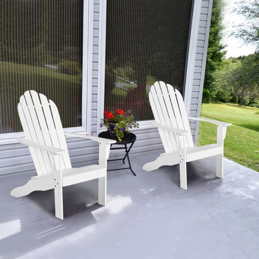 Wooden Outdoor Lounge Chair with Ergonomic Design for Yard and Garden-White