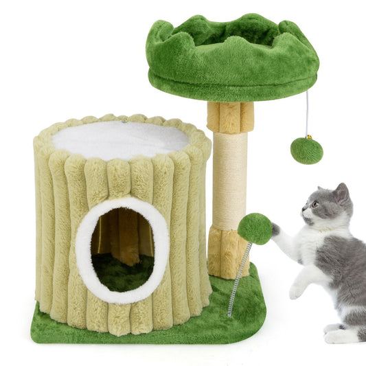 Cute Cat Tree with Sisal Scratching Posts and Dangling Ball