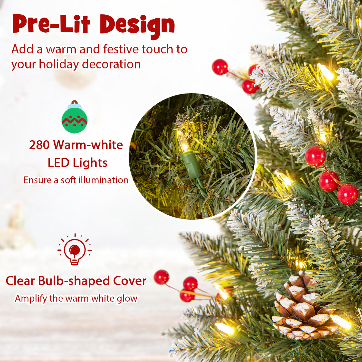 Artificial Christmas Tree with Branch Tips and Natural Pine Cones-180 cm