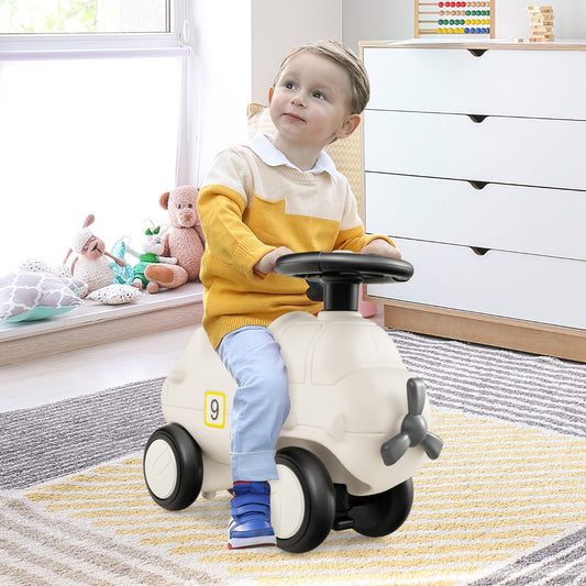 Kids Plane Ride On Toy Car with Cute Propeller and Flexible Steering Wheel
