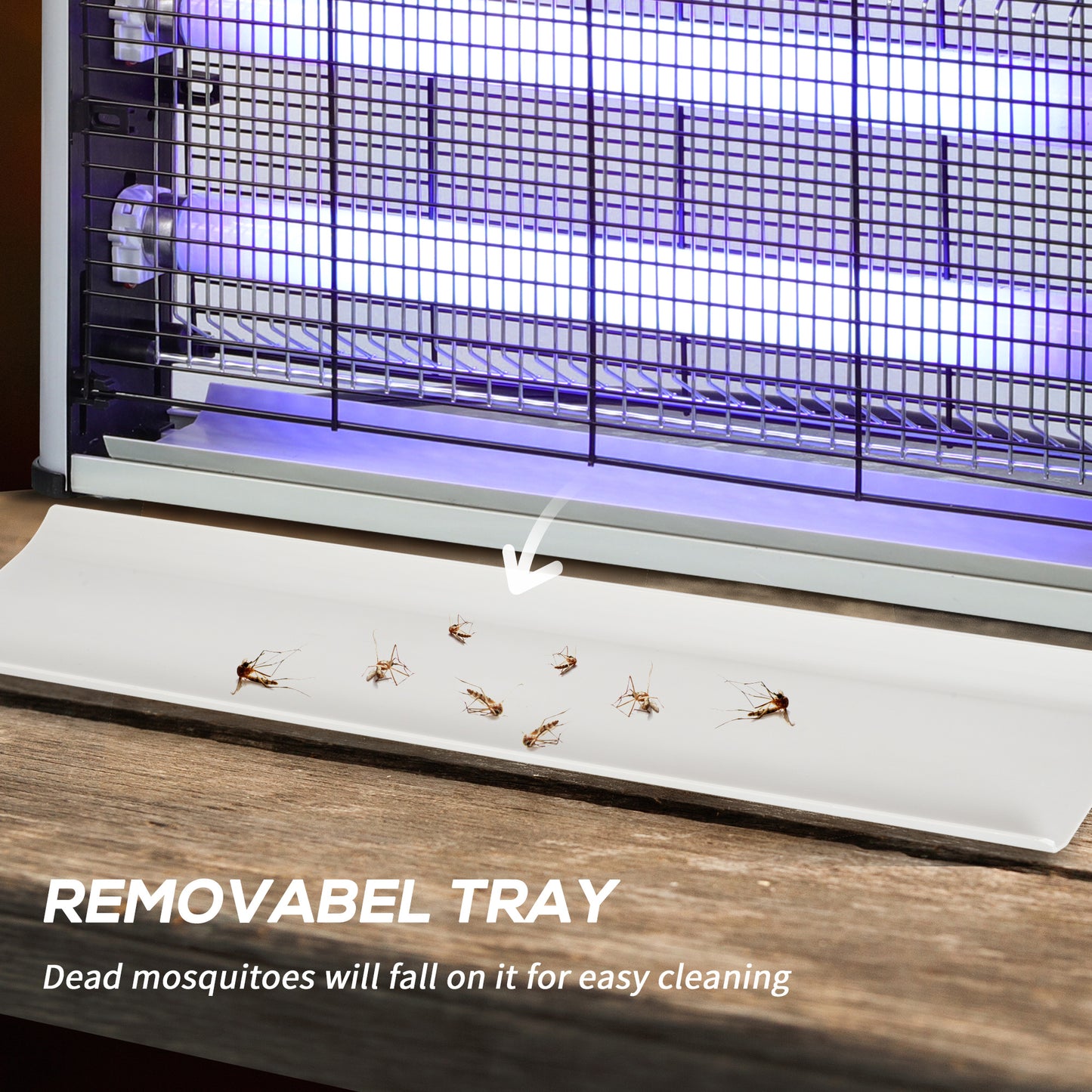 Outsunny 30W Electric Fly Zapper, Bug Zapper with UK Plug, 2 UV Bulbs, Hanging Chain, On/Off Switch and Removable Catch Tray, 60ã¡ Coverage Insect Mosquito Killer for Indoor and Outdoor Use, Silver