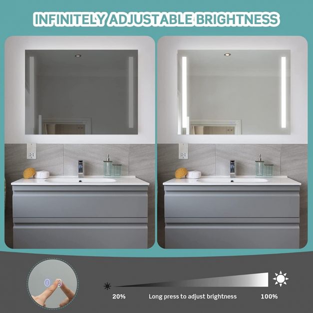 80x60cm LED Illuminated Bathroom Mirror