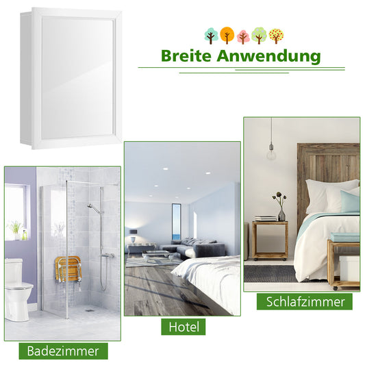 Mirror Cabinet with Wall Mounted for Bathroom/Kitchen-White