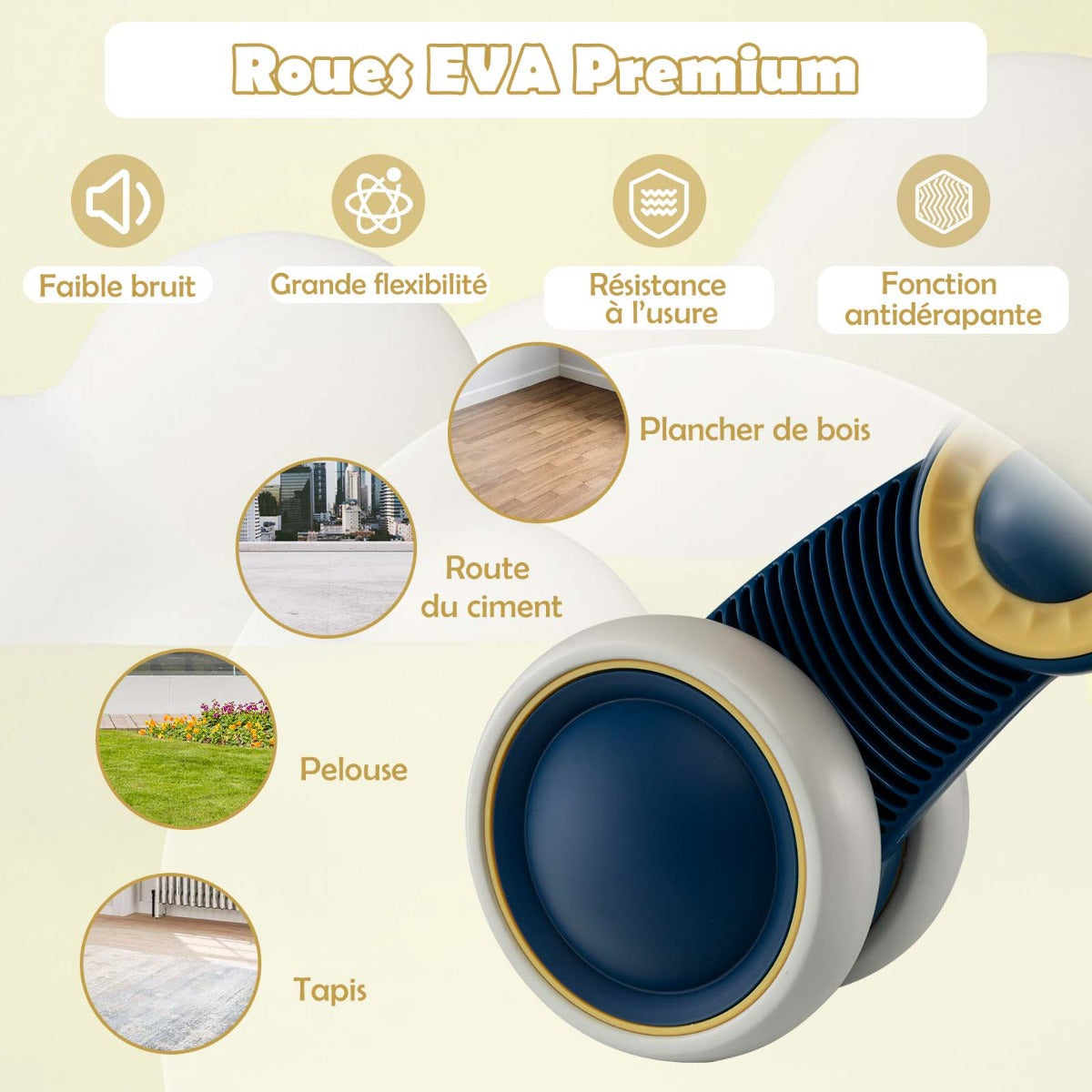 Baby balance bike 4-wheel childrens bicycle without pedals 55.5 x 26 x 39 cm Dark Gray + Yellow