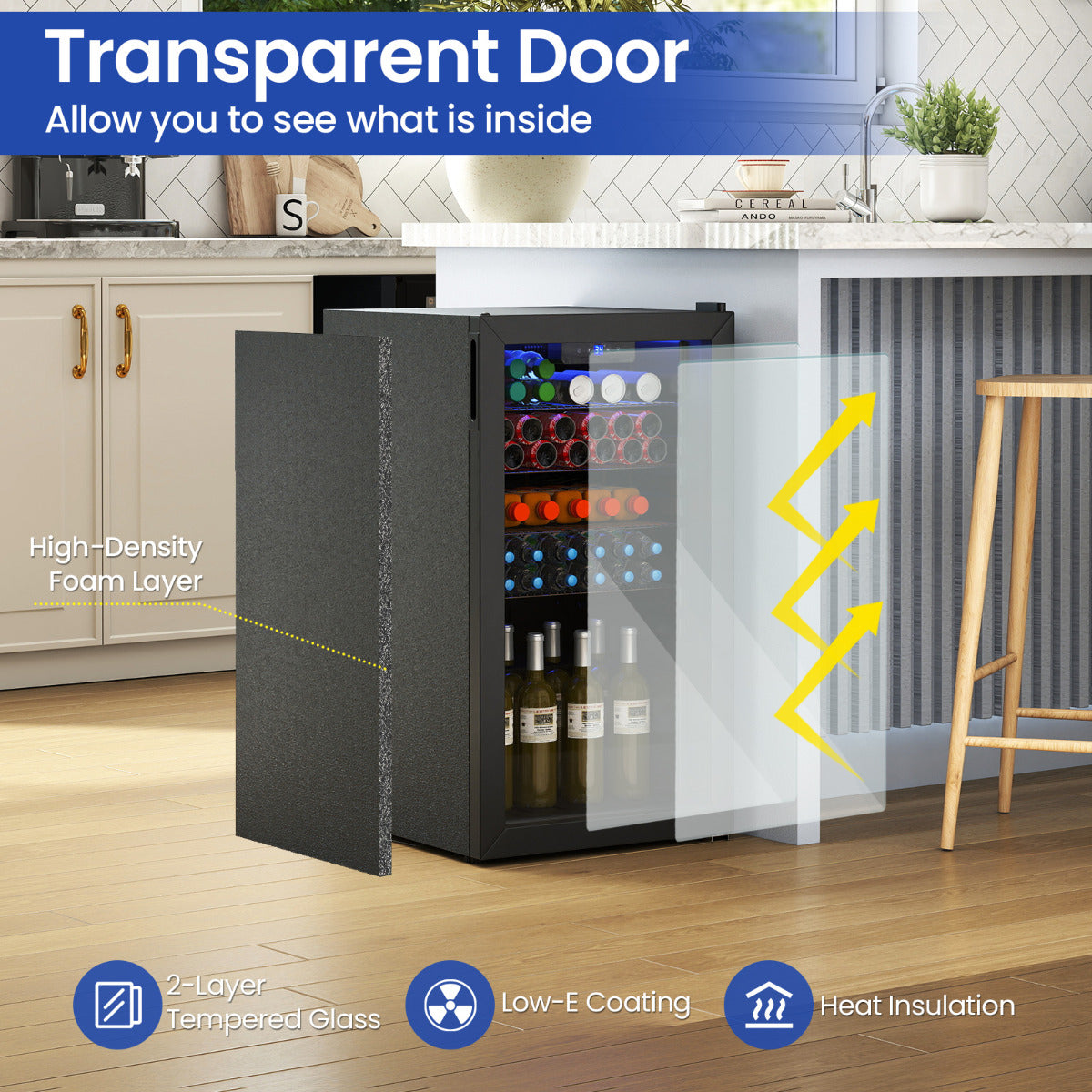 78 L Mini Beverage Refrigerator Cooler-Black