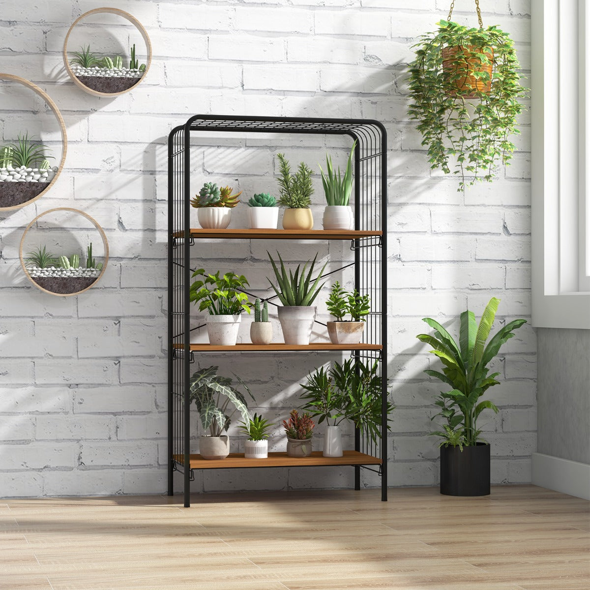 4-Tier Bookshelf Open-Back Storage Shelf with Metal Frame