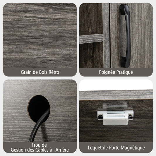 Sideboard Buffet Cabinet with Wine Racks and Storage Shelves-Grey