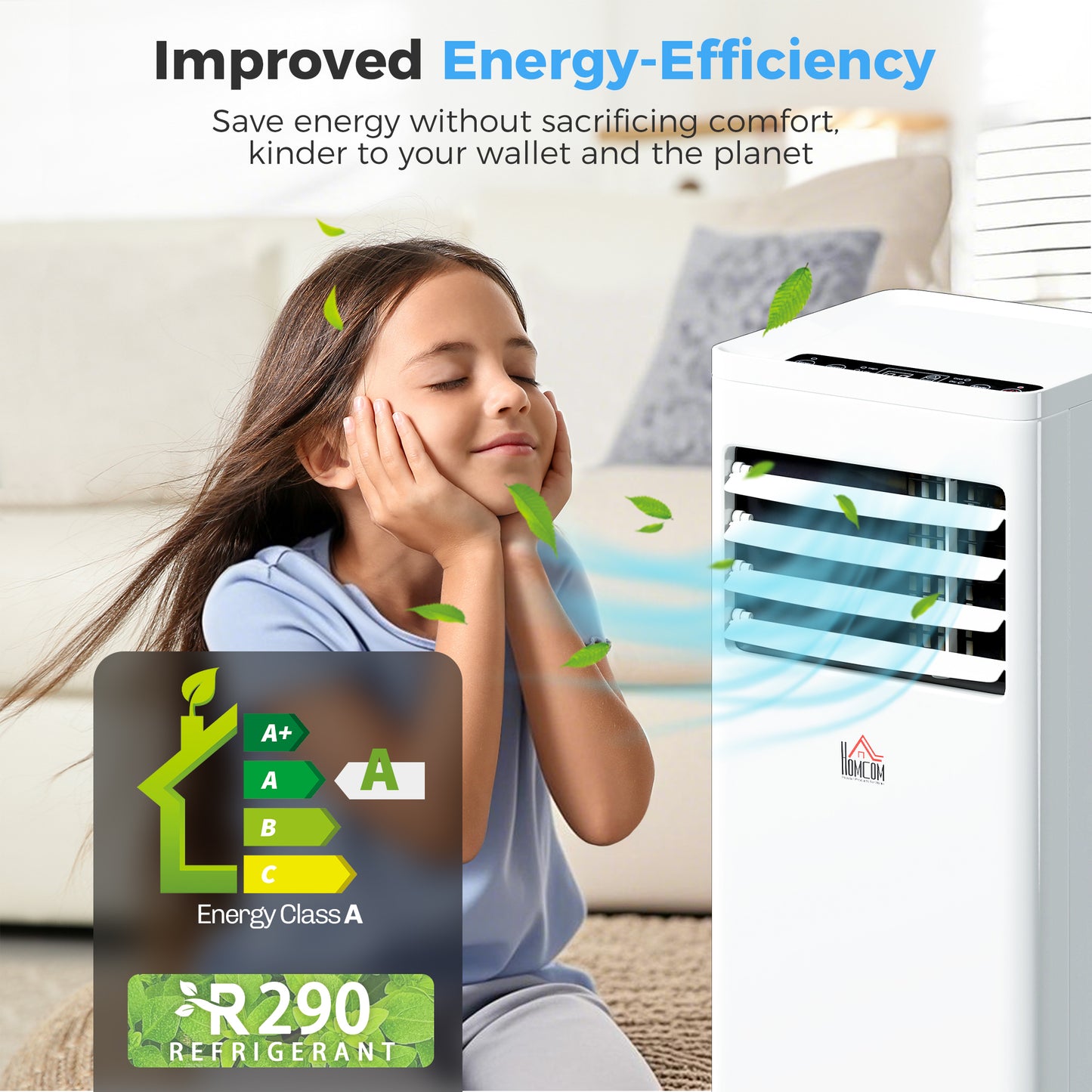 HOMCOM Portable Air Conditioner 9000 BTU, Air Conditioning Unit with Digital Display for Room up to 28ã¡