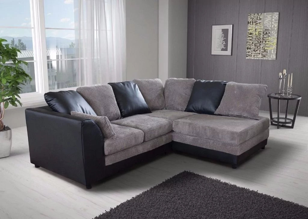 Benson Corner Sofa Black and Grey Furniture Gold