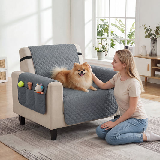 PawHut Waterproof Sofa Cover, Soft Couch Cover for Dogs Cats Pets, Non Slip Sofa Slipcoevr with Elastic Straps