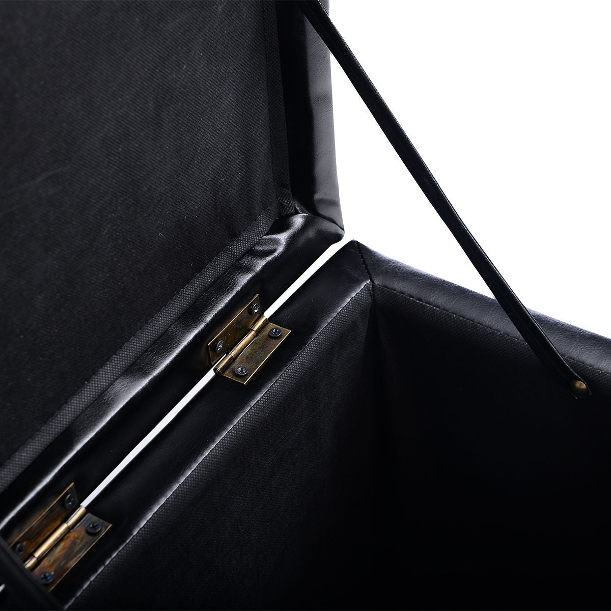 40cm PU Leather Cube Storage Ottoman with Lid-Black