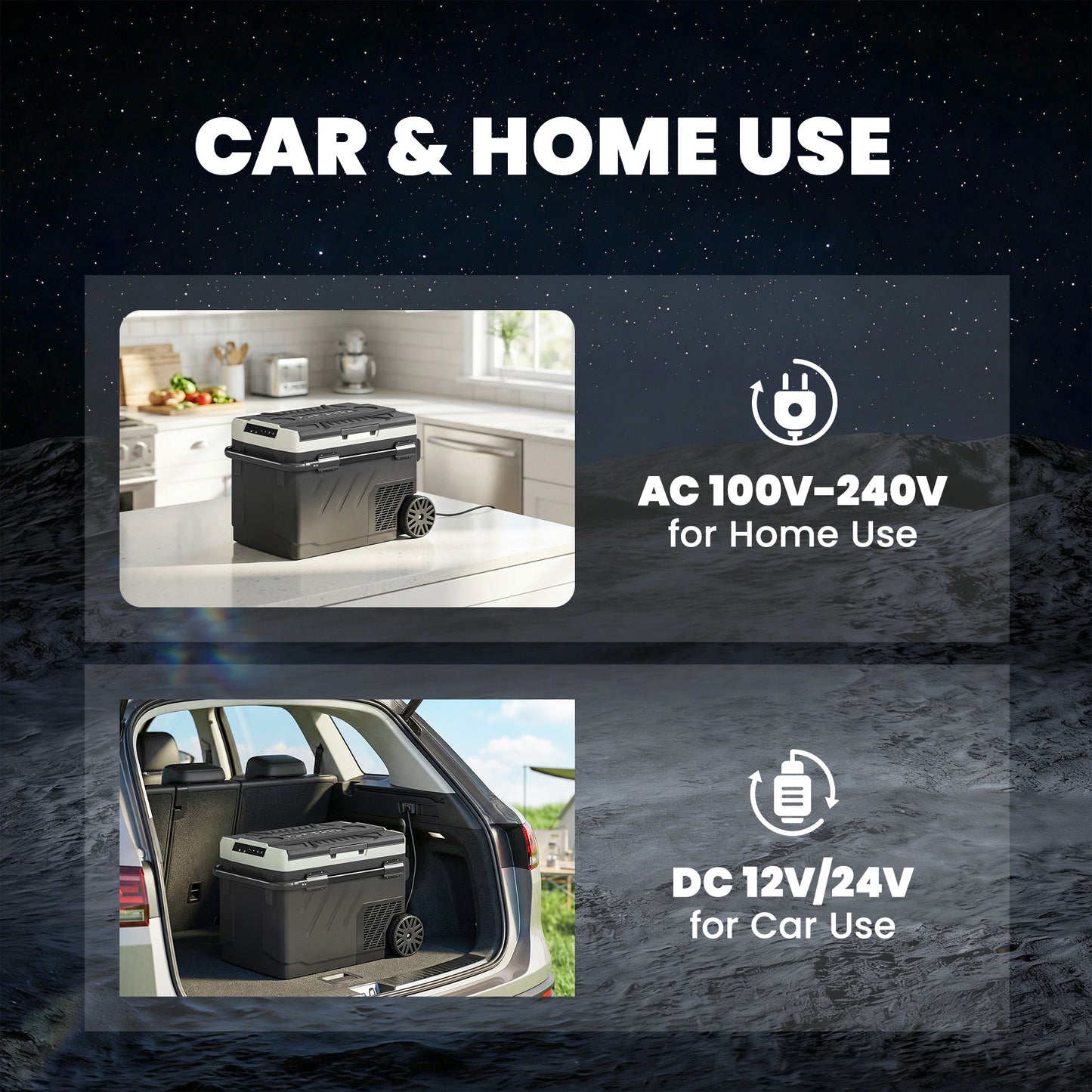 Outsunny 40L Compressor Car Fridge Freezer, Dual Zone Camping Refrigerator with App Control, Telescopic Handle, -20°C-20°C