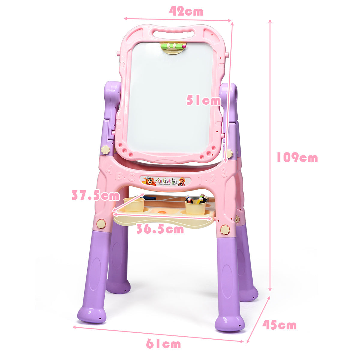 Height Adjustable Kids Art Easel Magnetic Double Sided Board-Pink