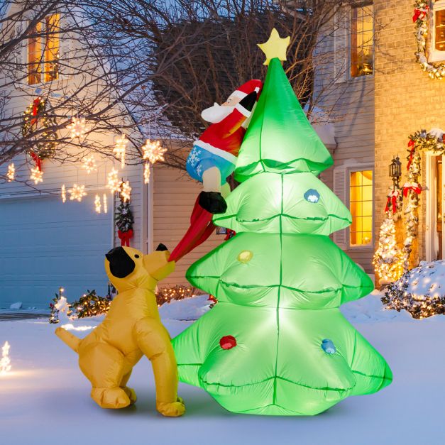 Christmas Inflatable Decoration Set – Santa Chased by Dog & Giant Christmas Train