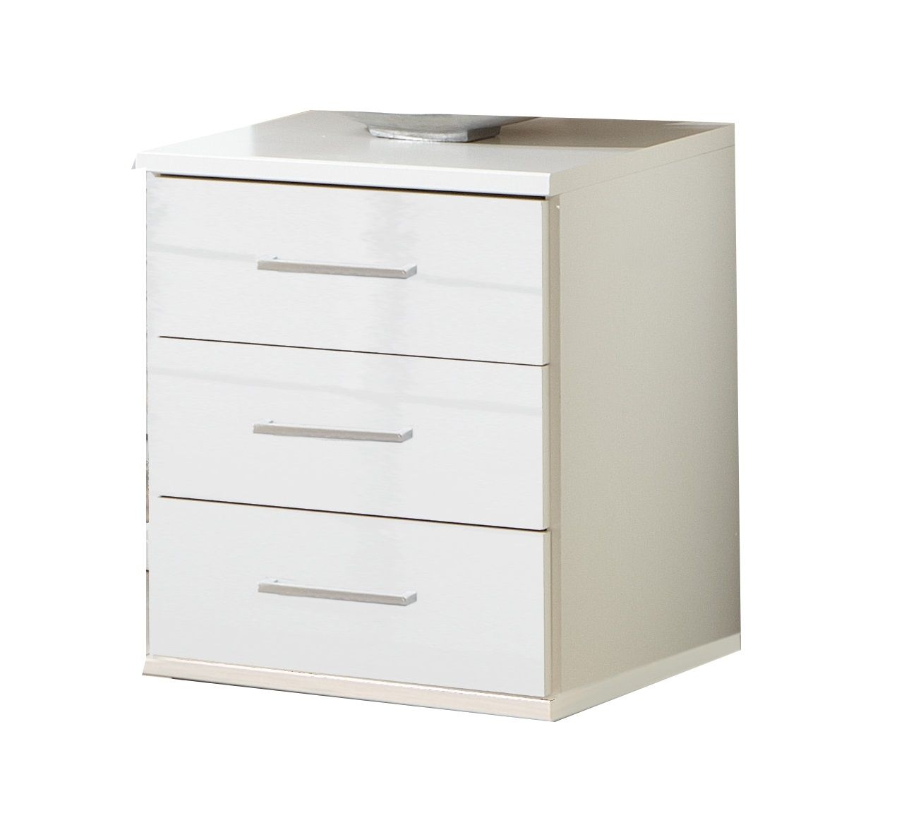 Bedside Table CALLISTO 3 Drawer Nightstand - White 55cm