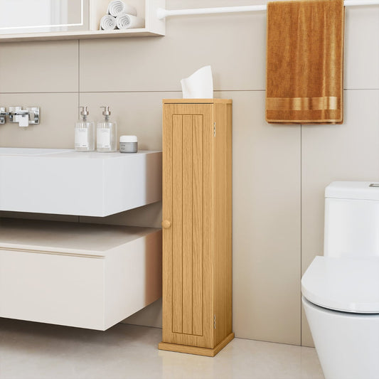 Compact Toilet Tissue Storage Tower Free Standing Toilet Paper Storage Holder-Natural