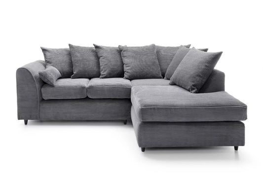 Jasmine Jumbo Cord Corner Sofa - Rigth Arm Grey