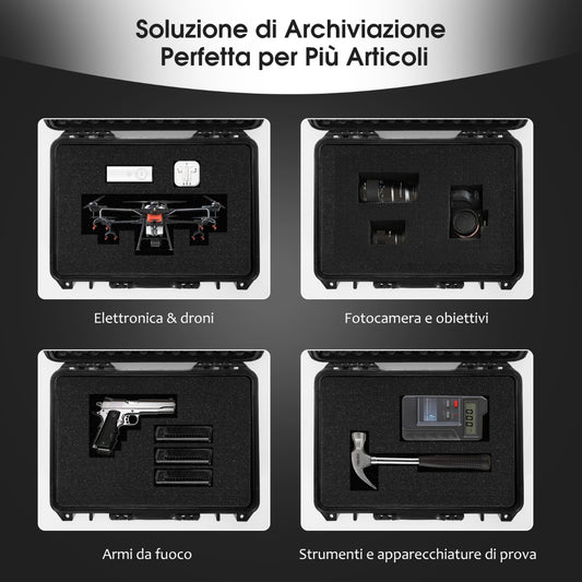Portable Waterproof Hard Case for Electronics, Hard Shell Dry Box 56x44x22cm Black
