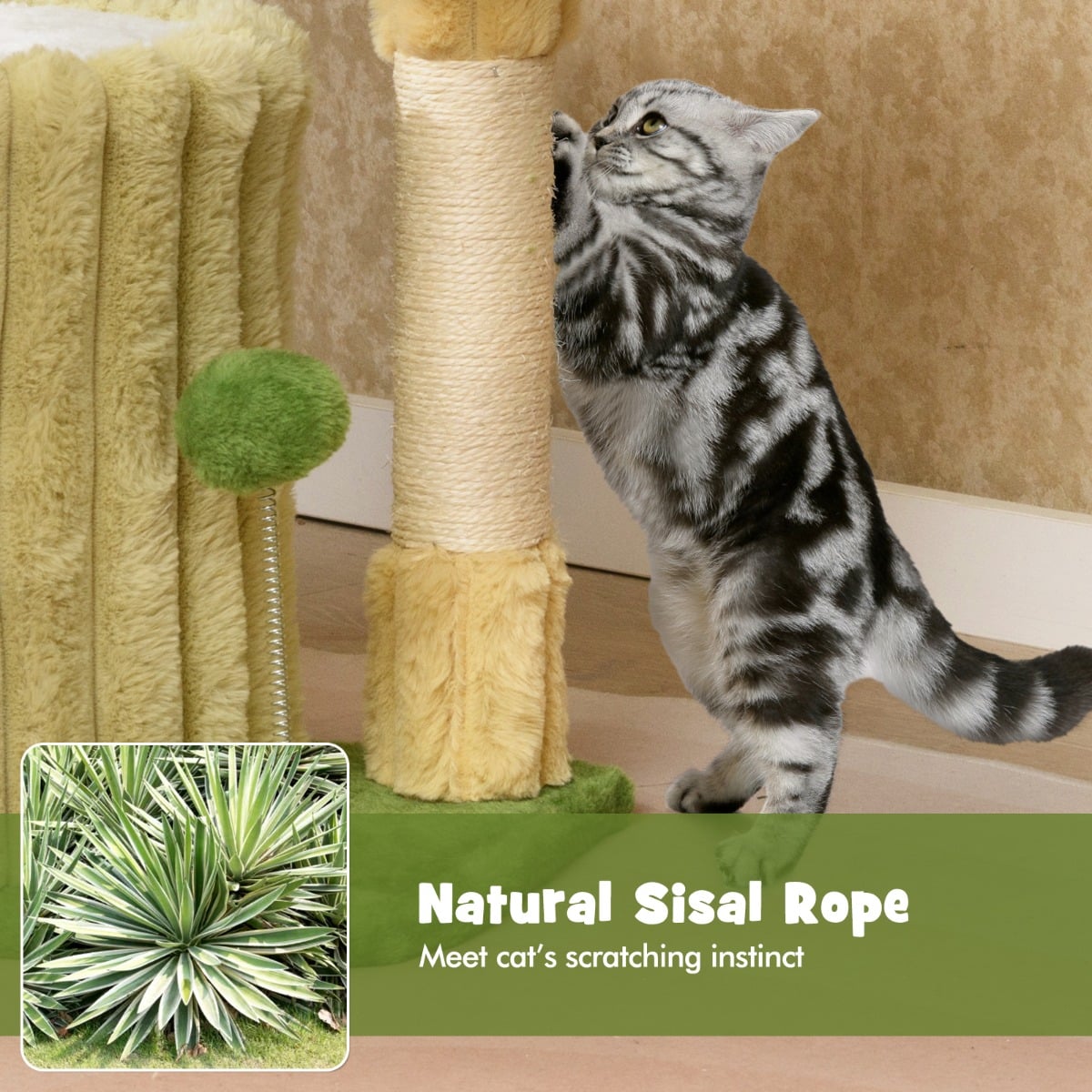 Cute Cat Tree with Sisal Scratching Posts and Plush Padded Perch