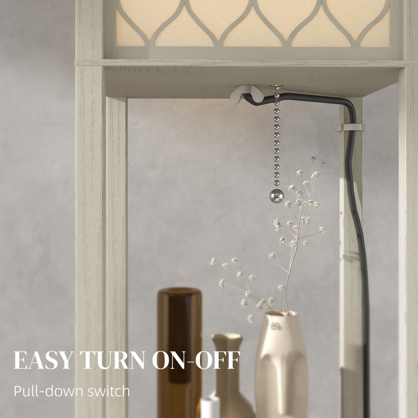 HOMCOM Three-Shelf Standing Lamp - Oak/White