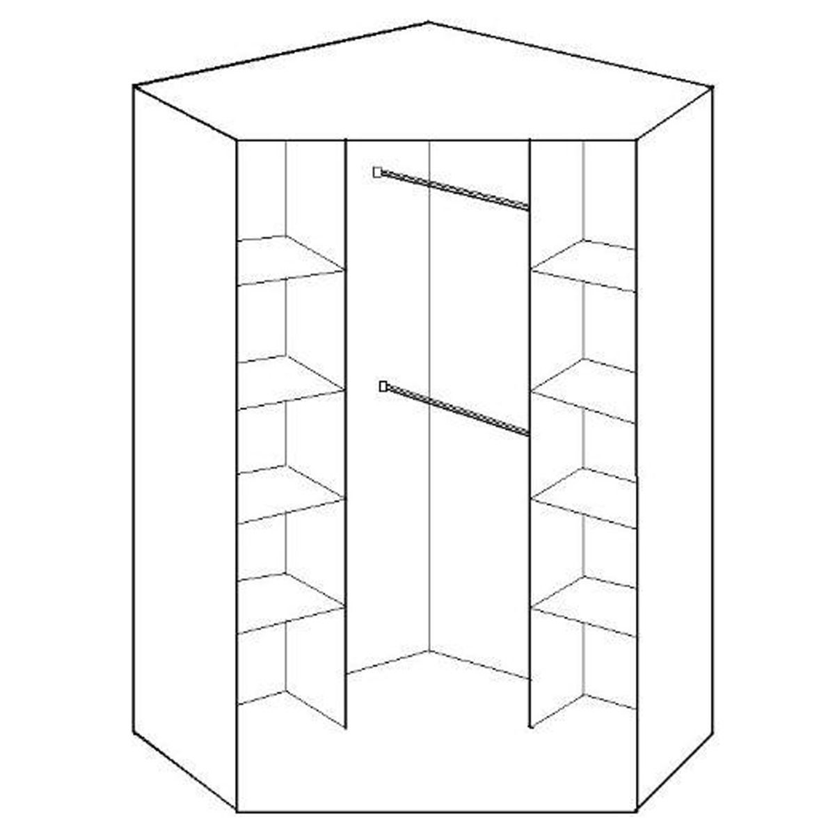 Corner Wardrobe - OKHRA 2 Door Wardrobe Oak 95cm