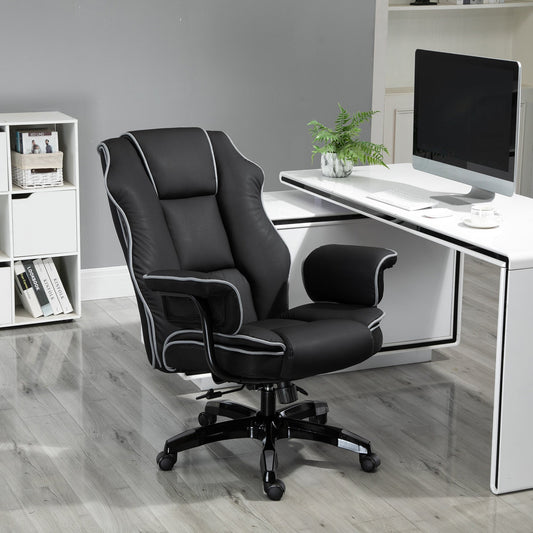 Vinsetto Faux Leather Executive Office Chair, with Contrast Piping - Black/White