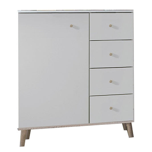 Chest of Drawer BERTEN 5 Drawer Chest White and Oak 81cm