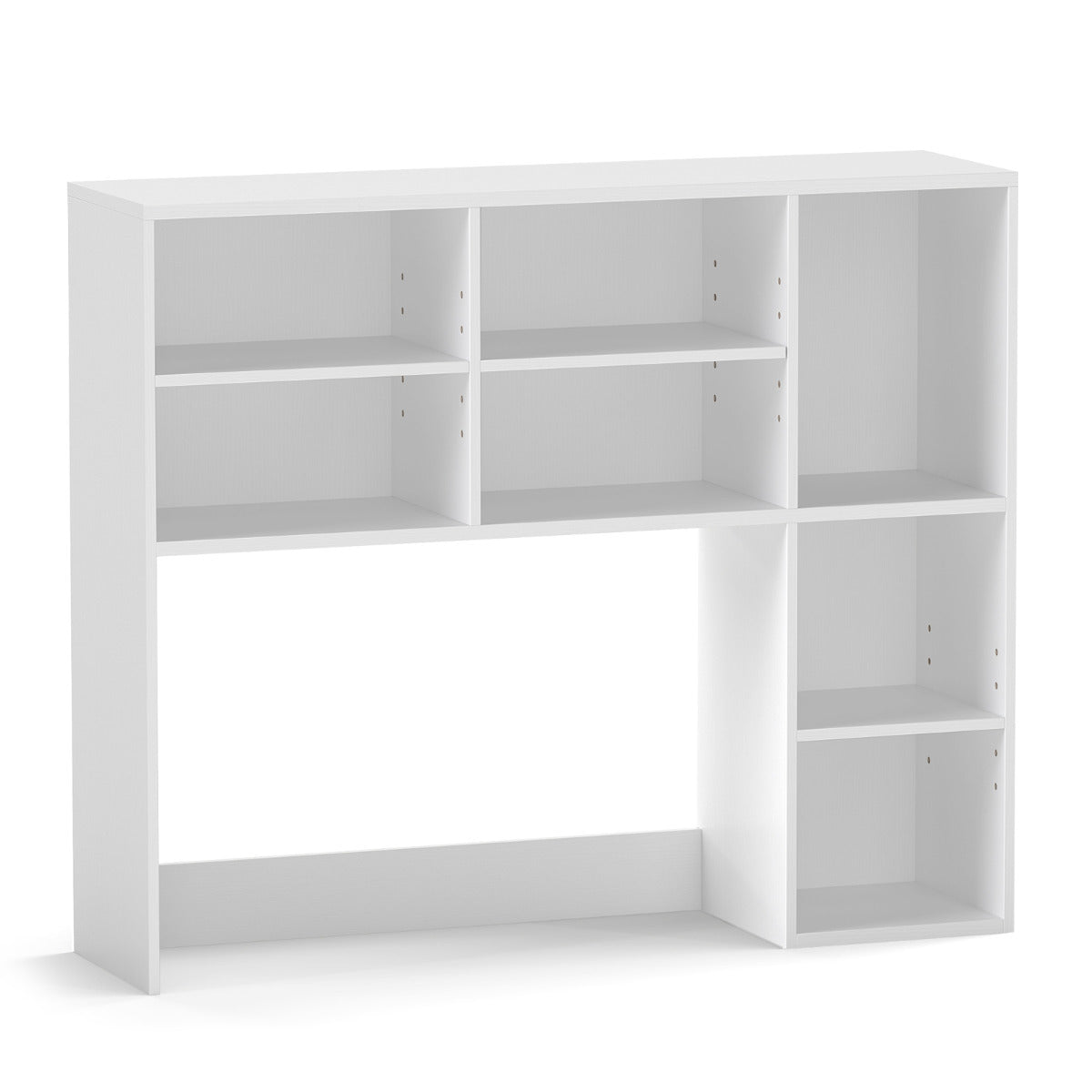 Desktop Bookshelf with 3 Adjustable Shelves and Open Compartment-White