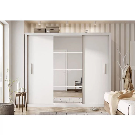 Bravo-01 Sliding Door Wardrobe 250cm - White Matt