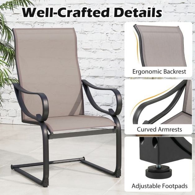 Set of 2 patio chairs with high backrest & mesh seat rocking chairs