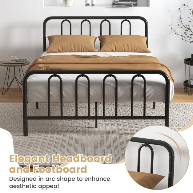 إطار سرير معدني مزدوج/كينج مع لوح أمامي ولوح خلفي - مقاس مزدوج