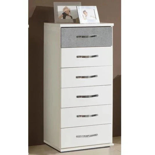 White Chest of Drawers DAYTON Tallboy Medium Chest, 6 Drawers