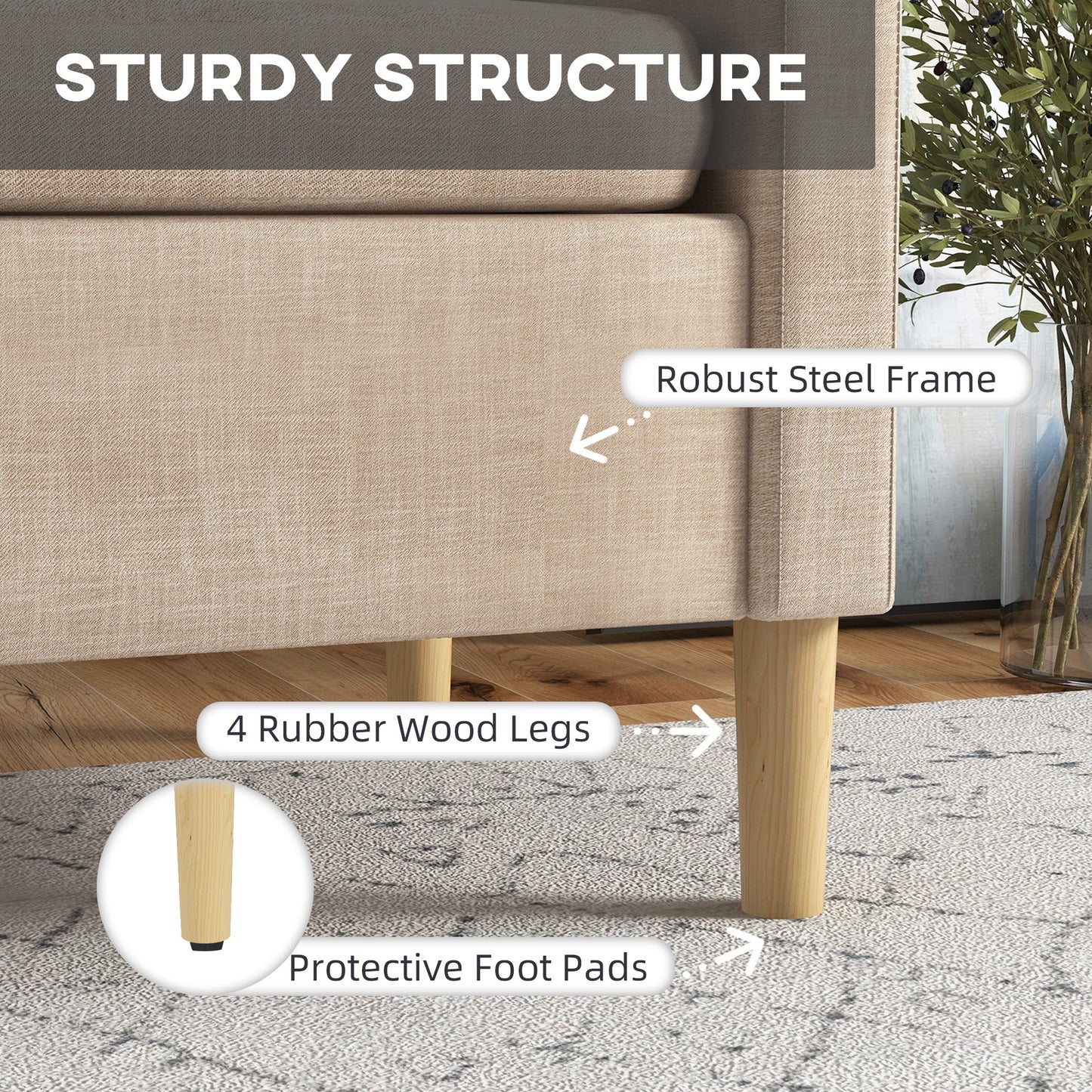 HOMCOM Modern Accent Chair, Comfy Fireside Chair, Upholstered Armchair for Living Room, Bedroom, Home Office, Beige