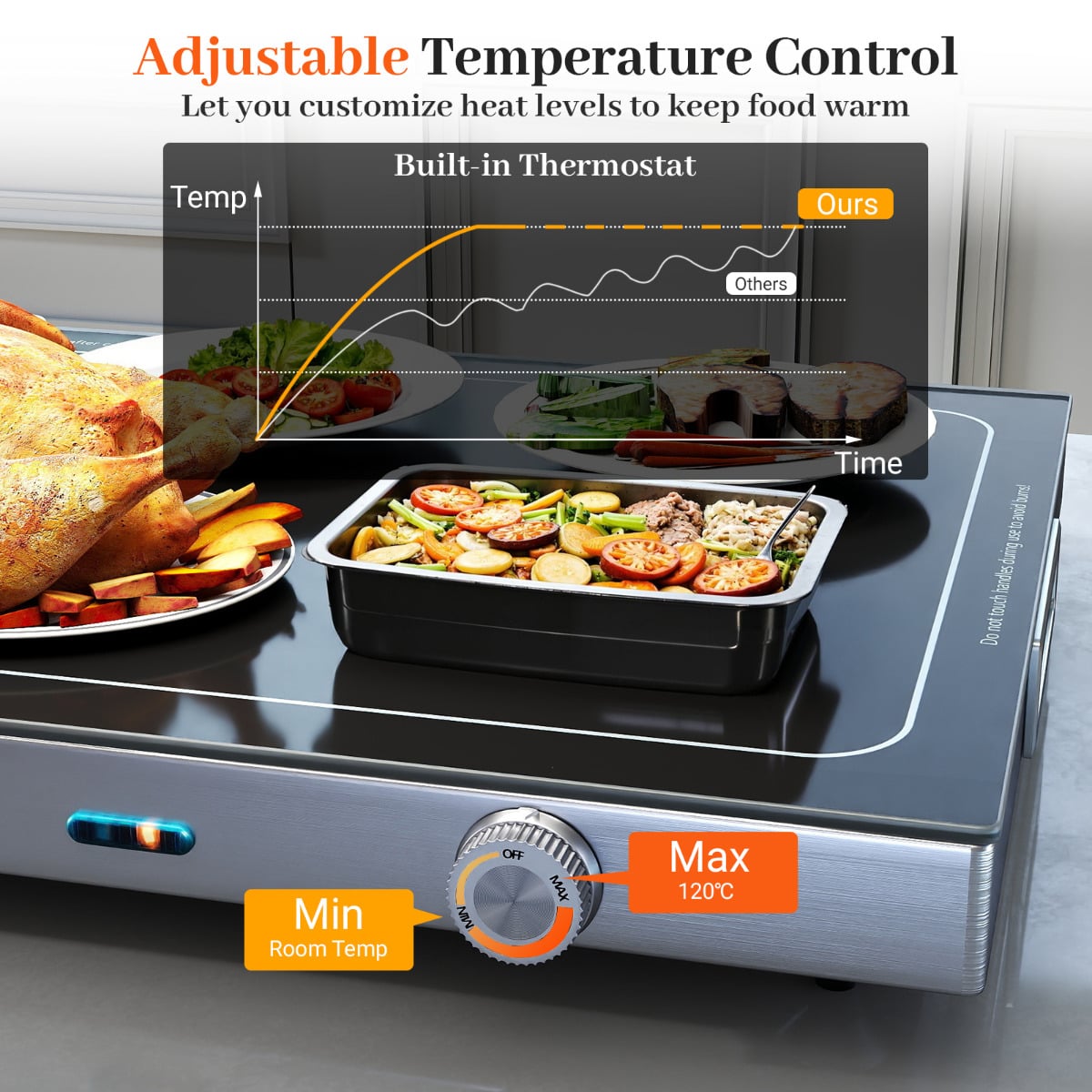 Electric WarmingTray with Adjustable Temperature